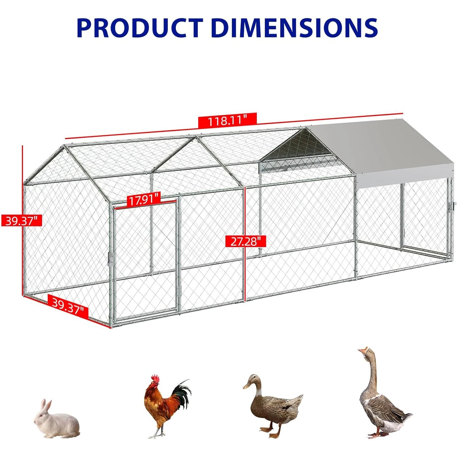 Enclos à poulets 305x102x102 cm