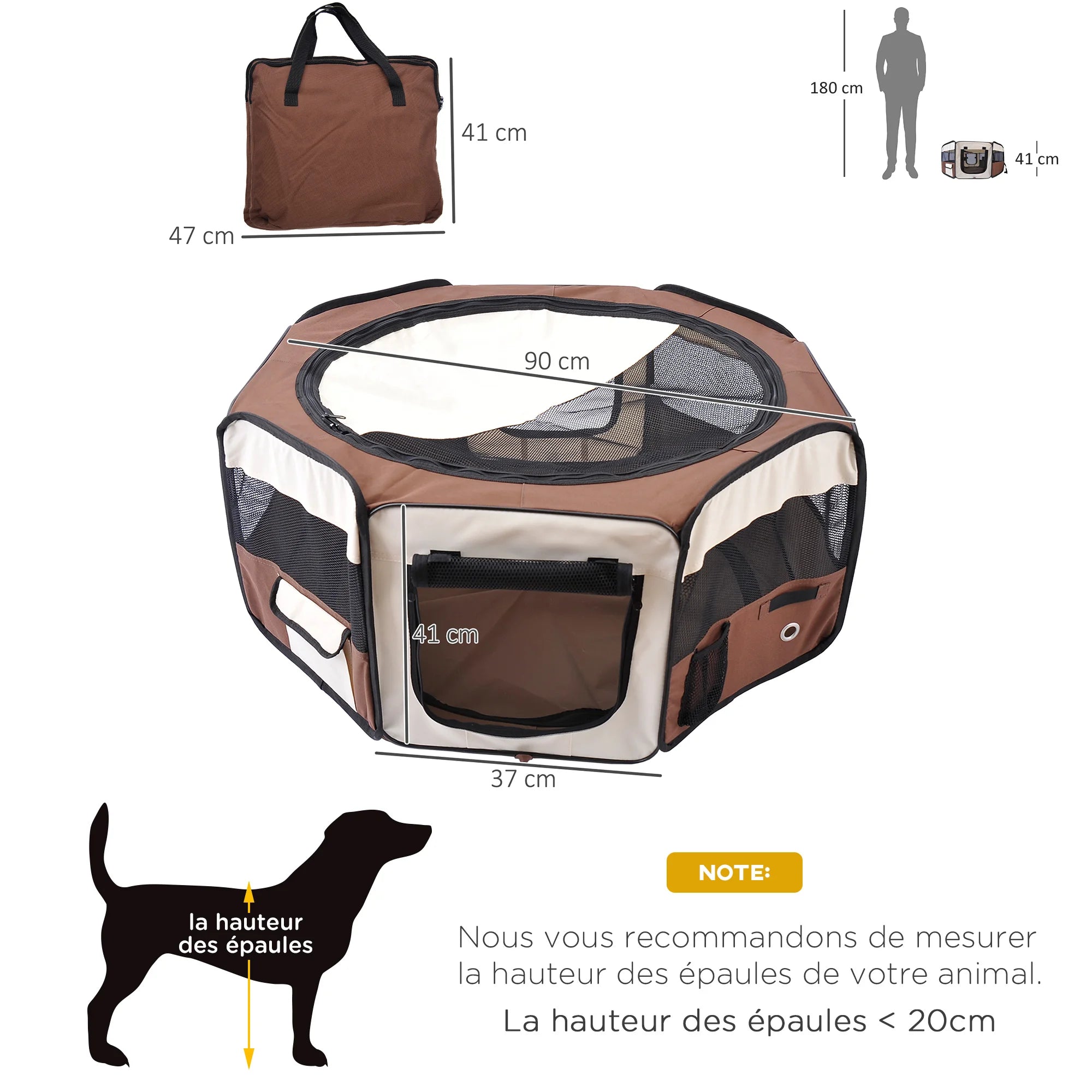 Enclos chiens pliable en tissu