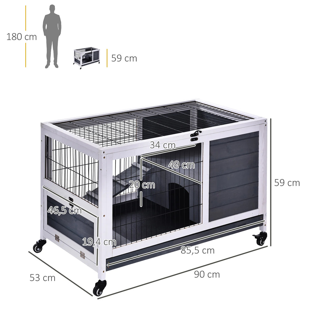 Clapier d’intérieur roulant à lapins