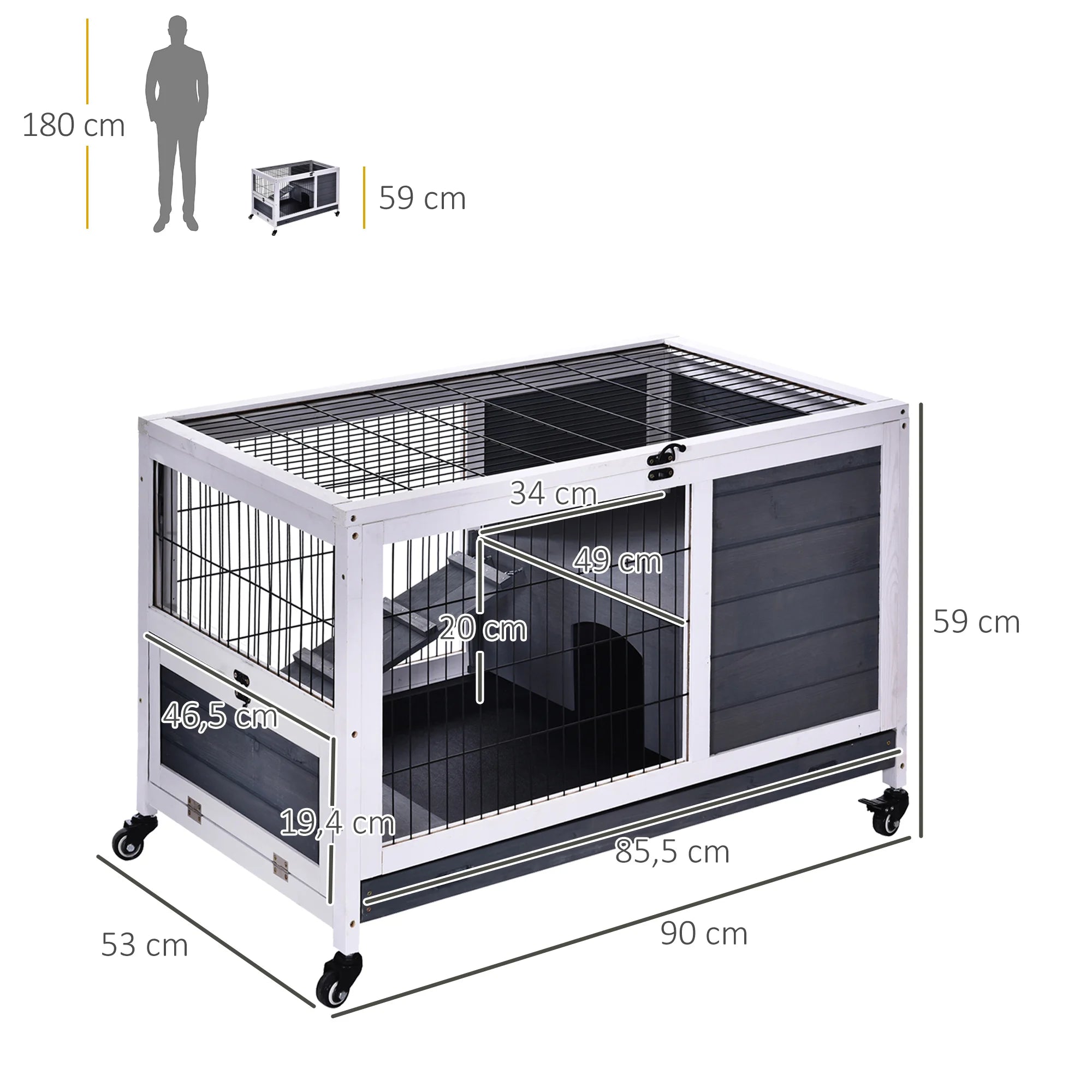 Clapier d’intérieur roulant à lapins
