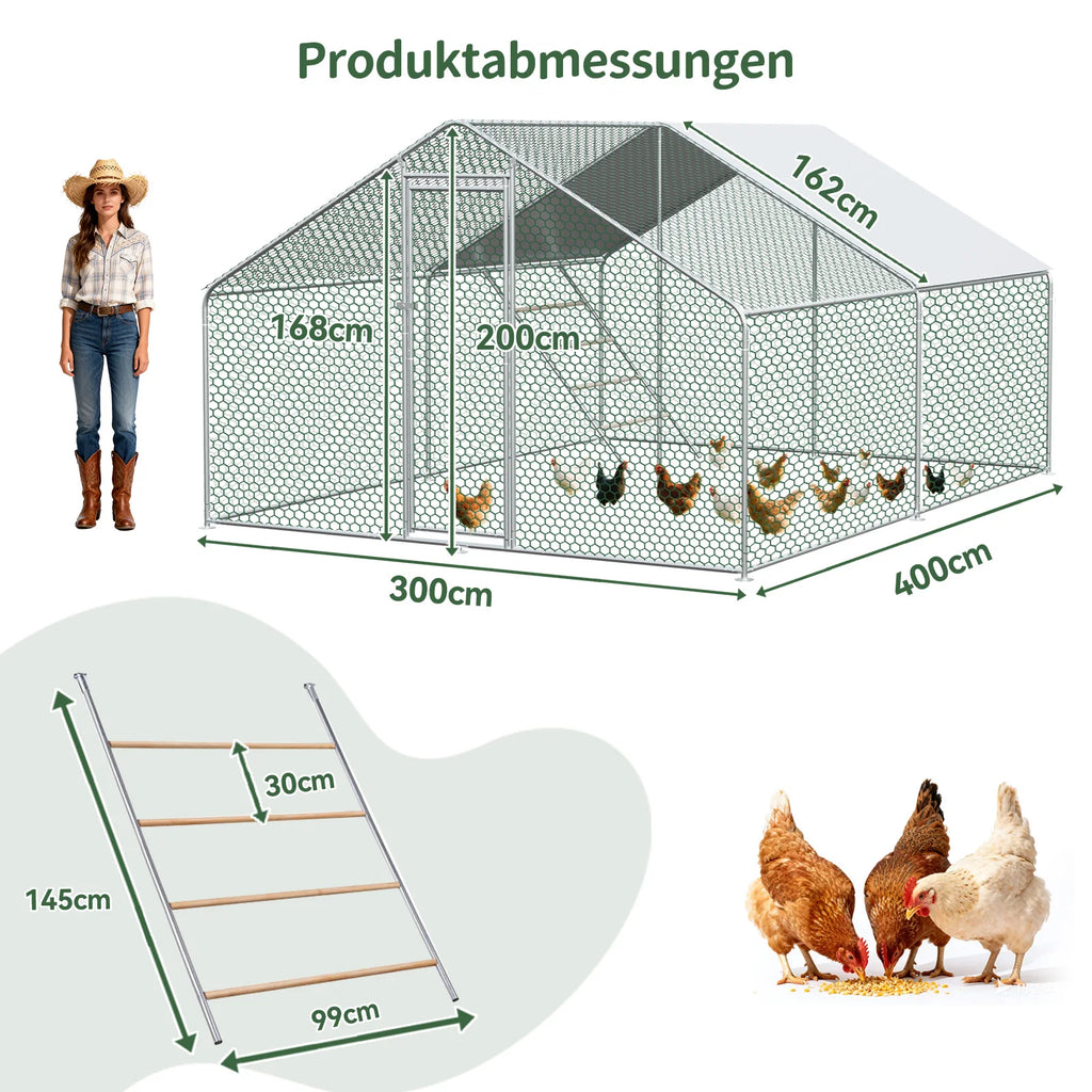 Enclos à poules XXL 3x4x2m
