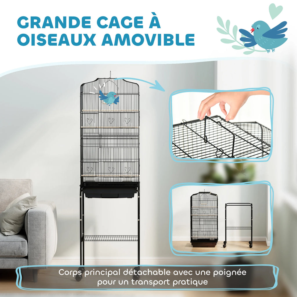 Volière sur support roulant