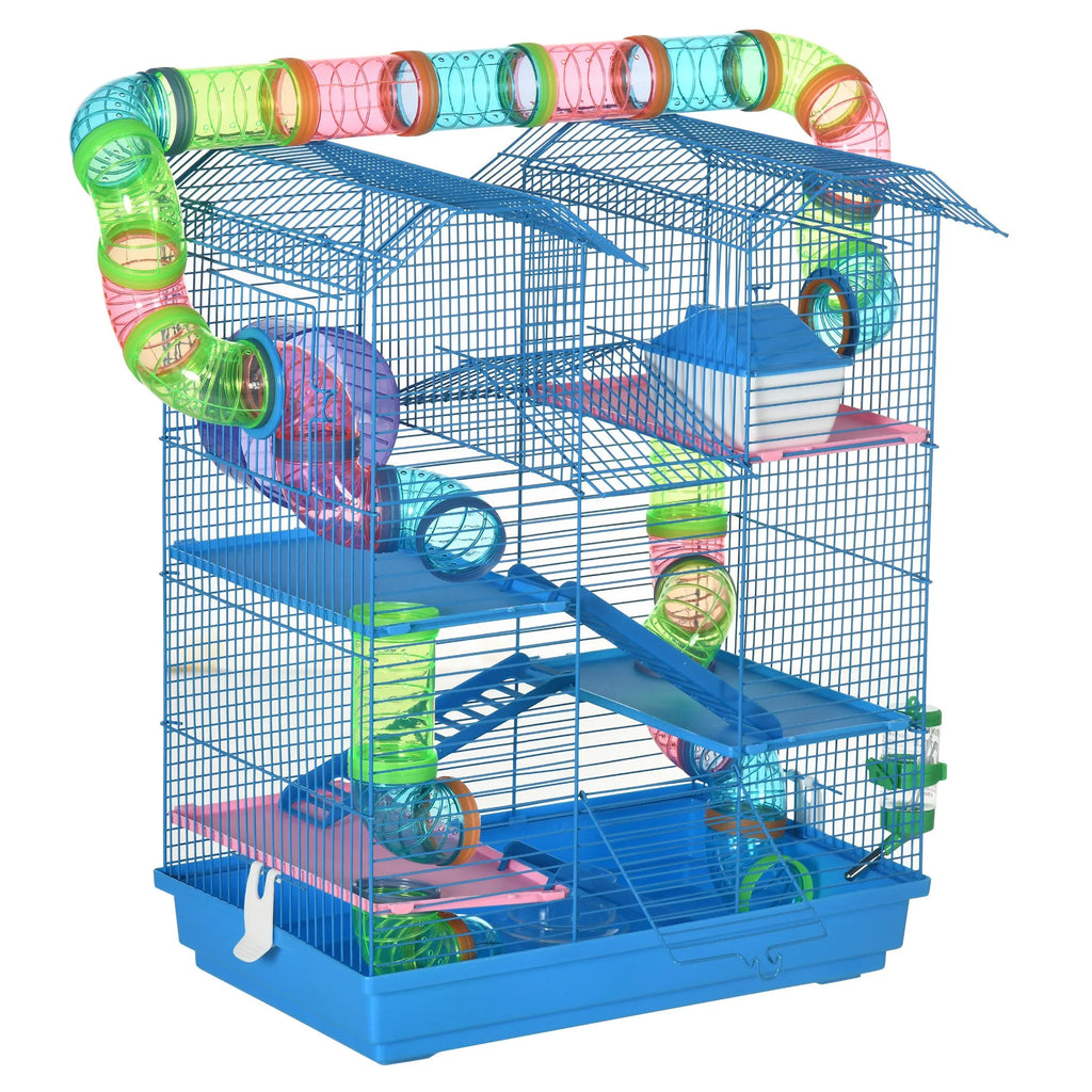 Cage bleue 5 niveaux équipée