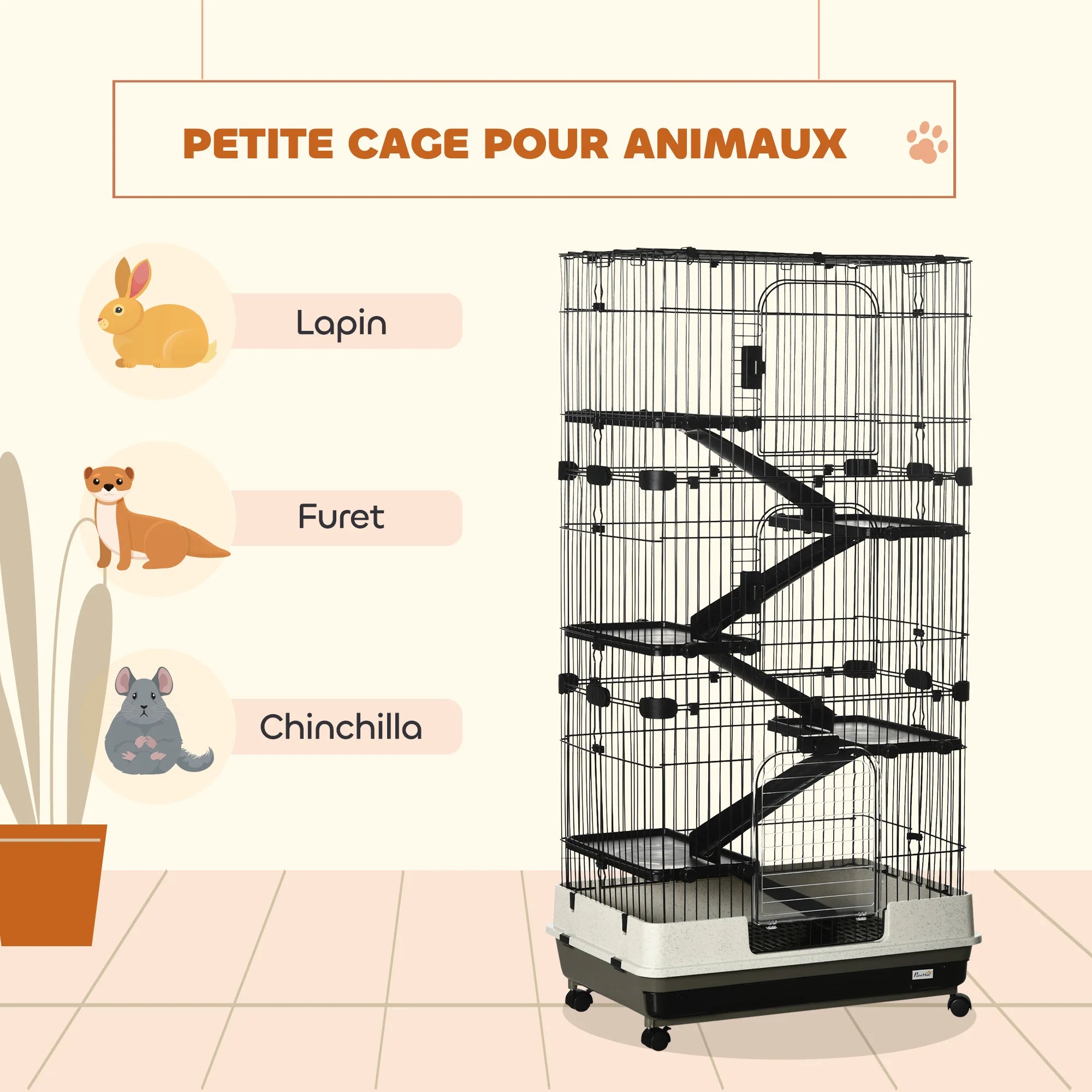 Cage à furet chinchilla ou lapin haute