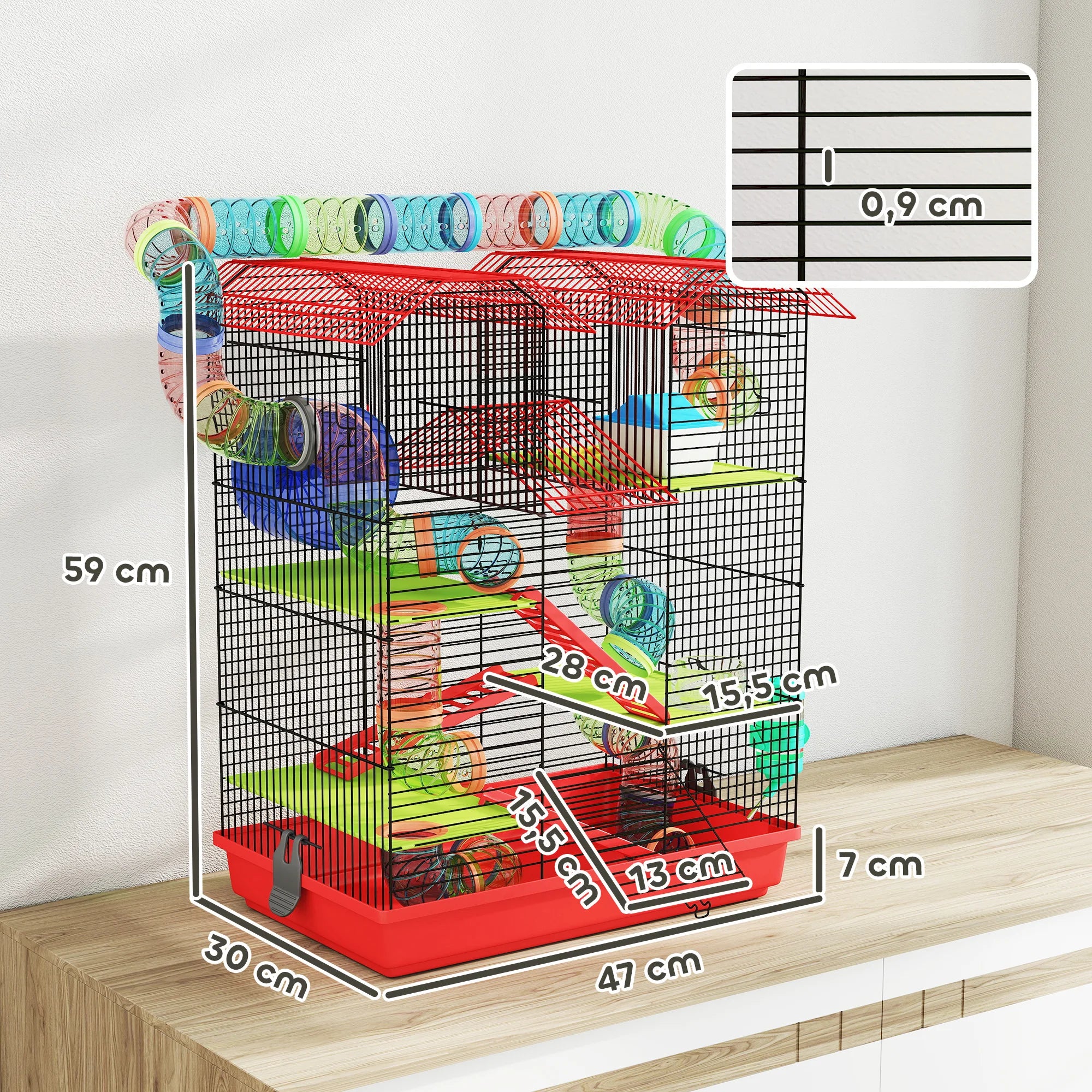 Cage mi-haute équipée à étages