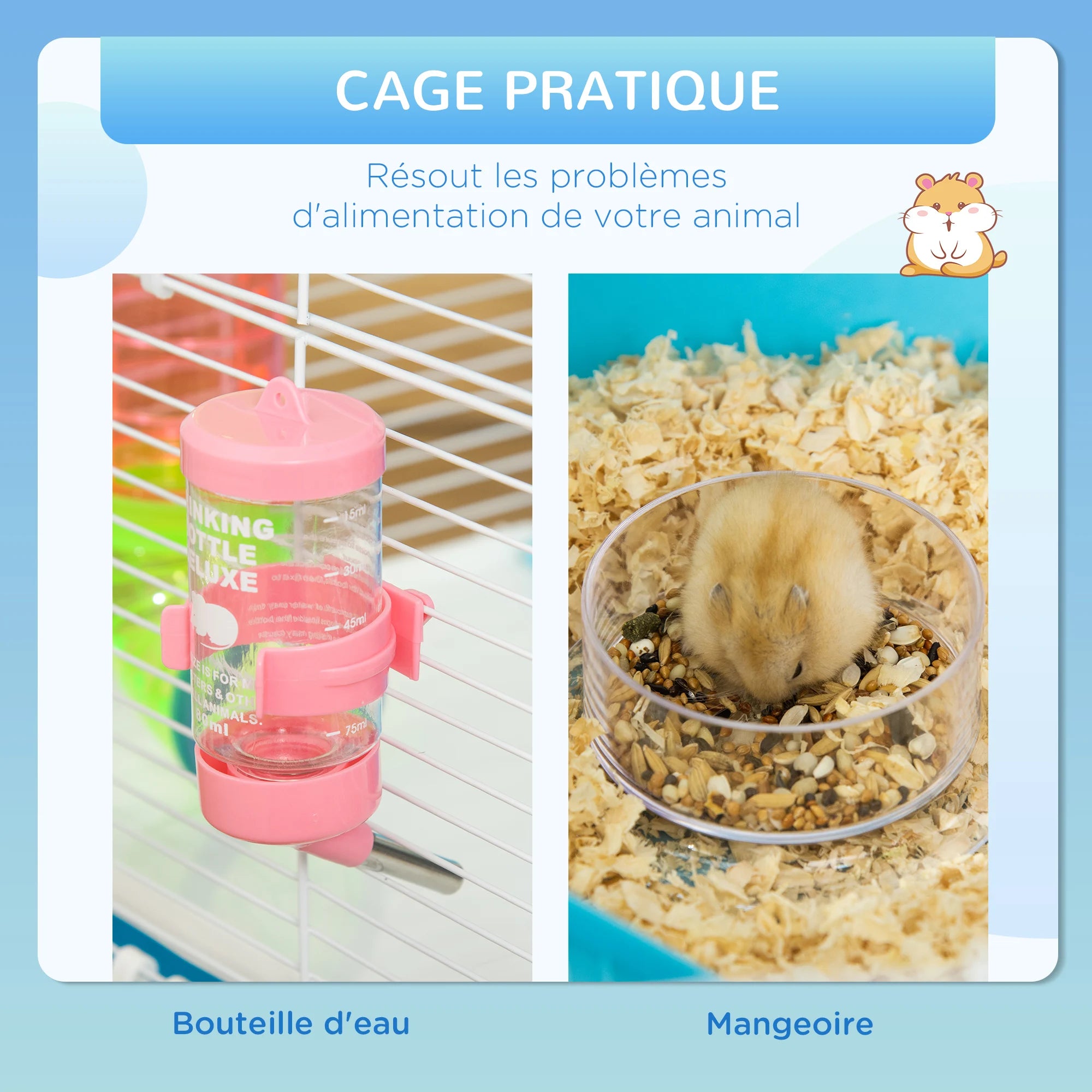 Cage blanche haute pour hamster