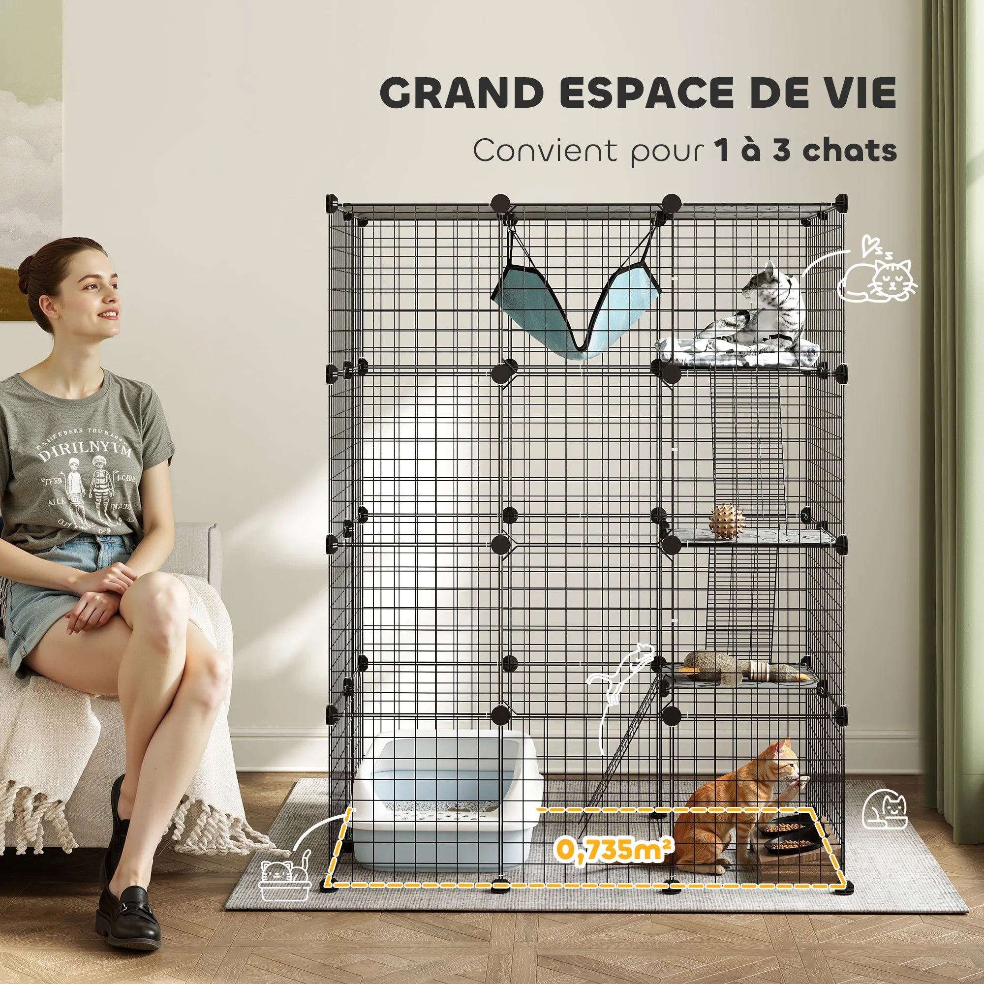 Enclos modulable à 49 panneaux
