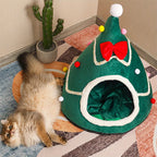 Panier chat forme sapin noël