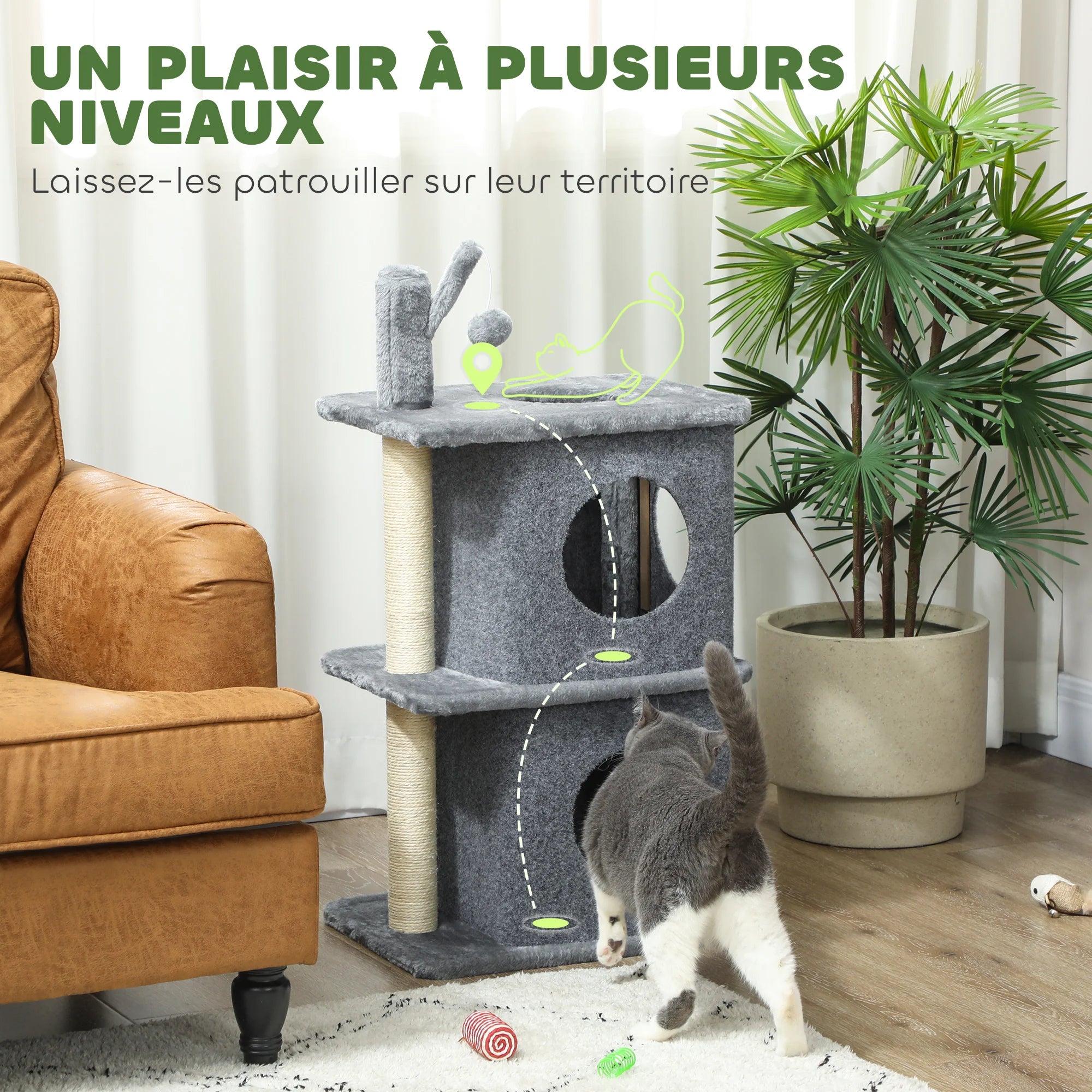 Arbre à chats double niche