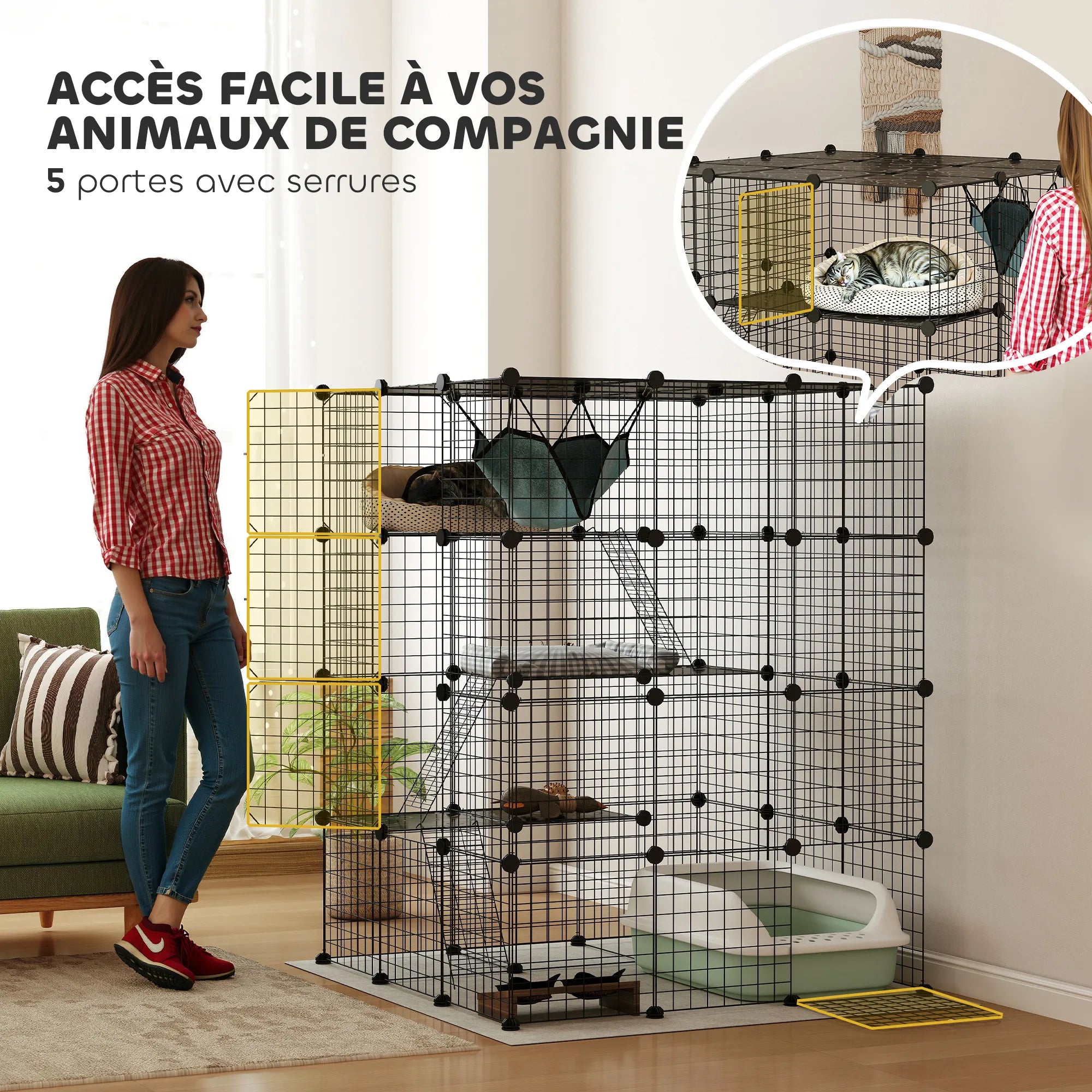 Enclos modulable à 63 panneaux