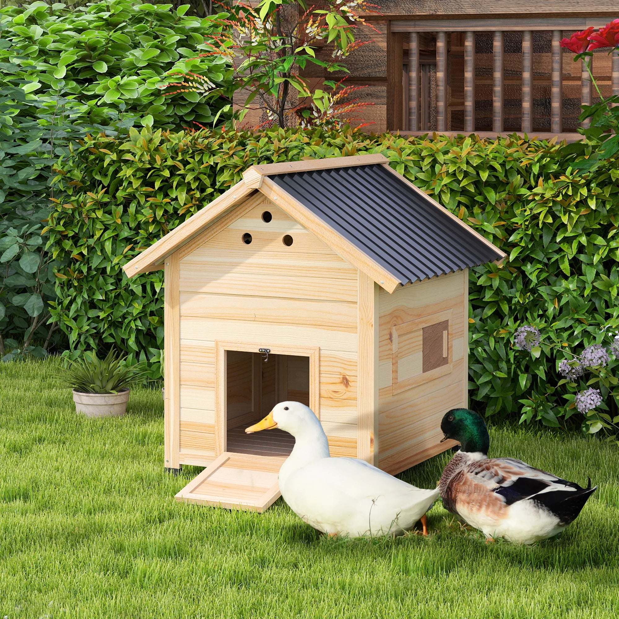 PawHut Abri pour canards en bois