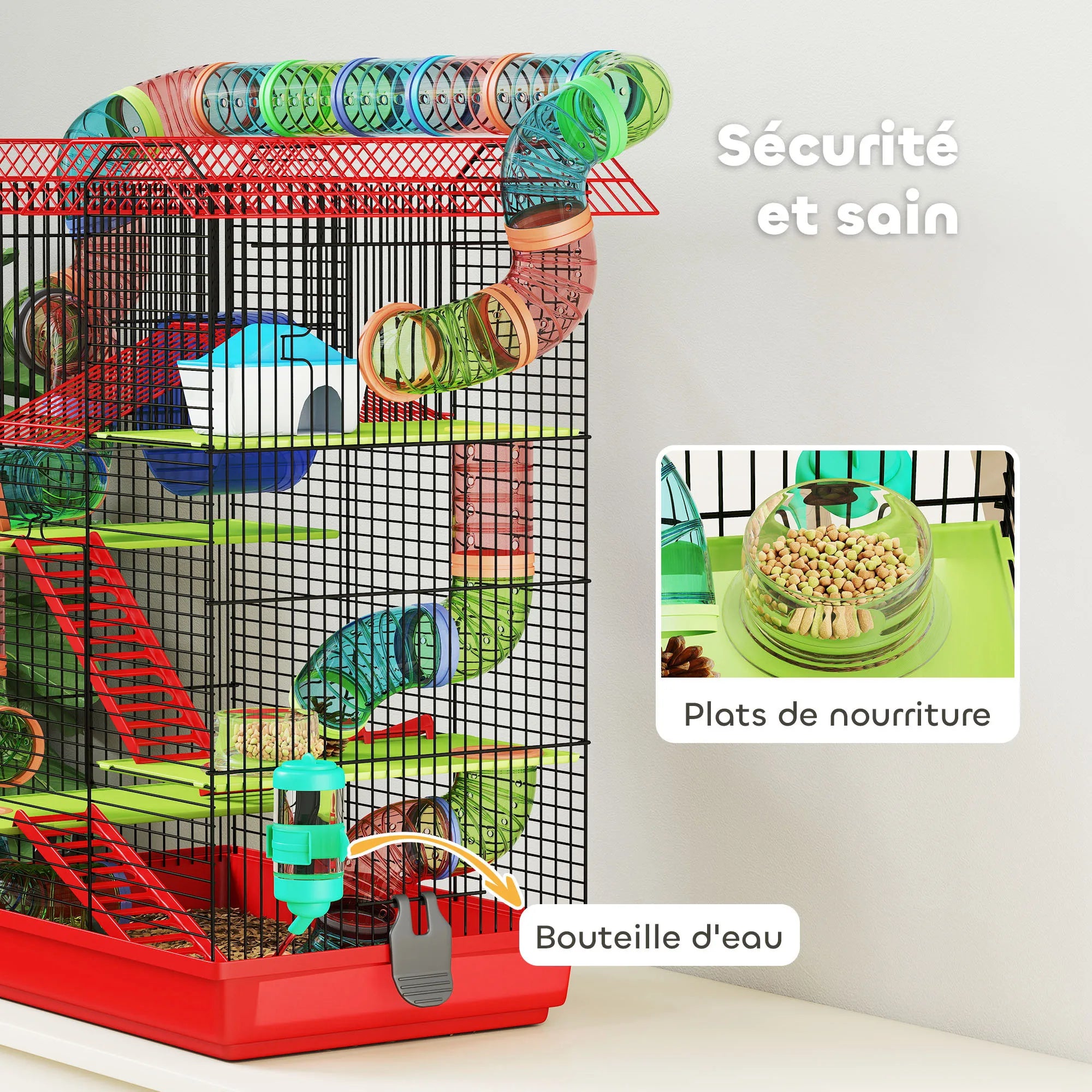 Cage mi-haute équipée à étages