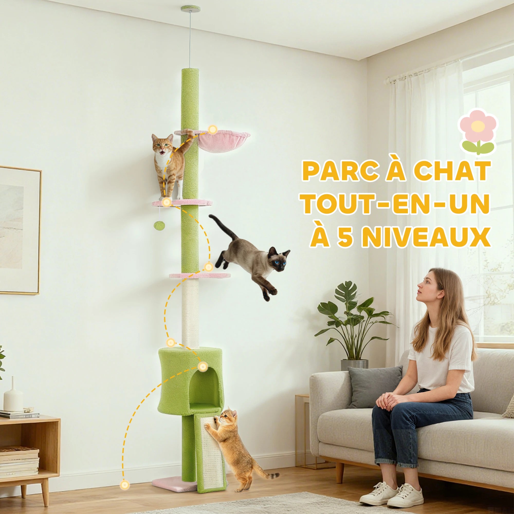 Arbre à chats réglable 220-240 cm