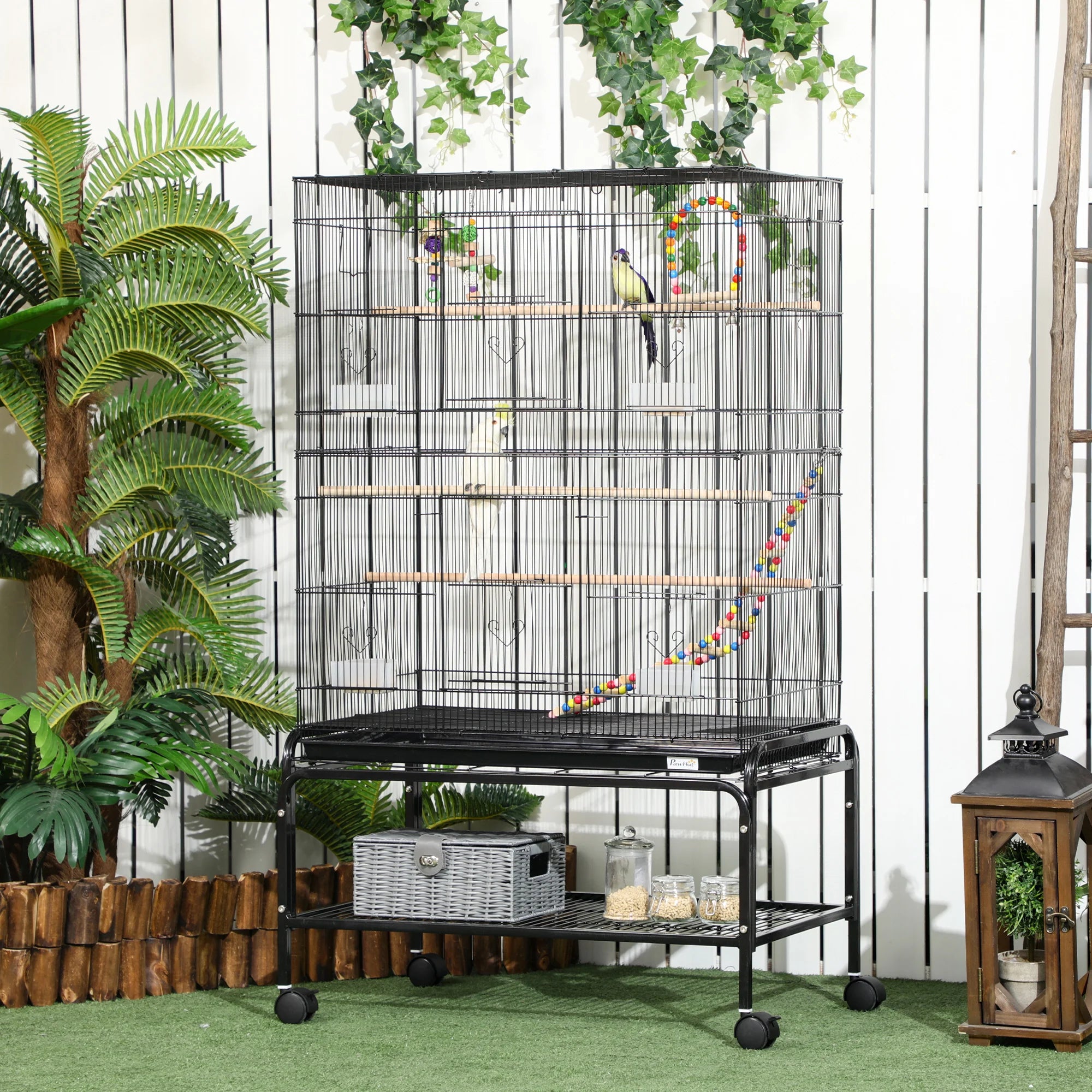 Cage noir haute pour perroquet