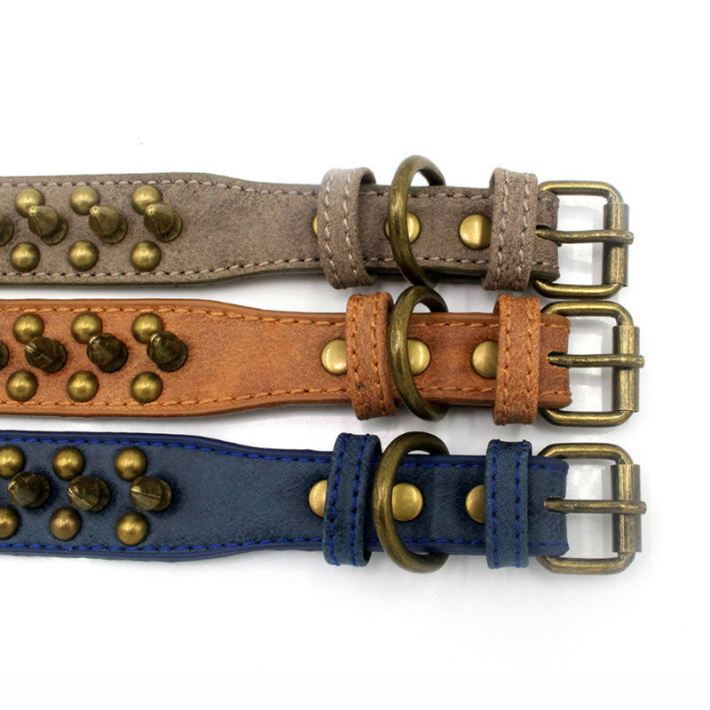 collier en cuir clouté pour chien