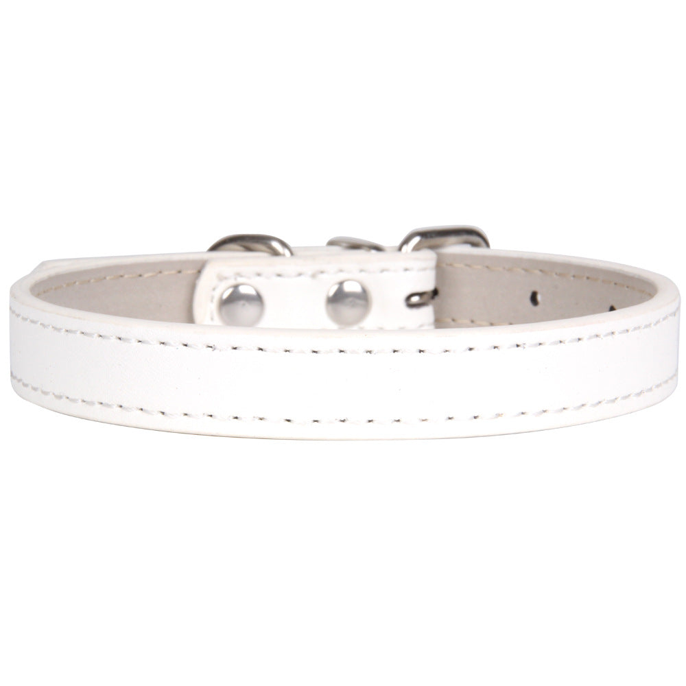 Collier en cuir couleur uni pour chien