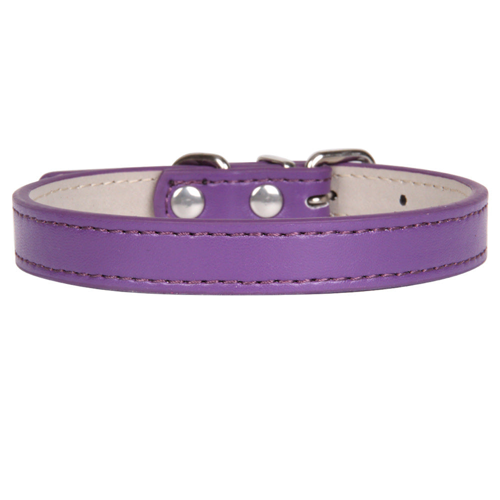 Collier en cuir couleur uni pour chien