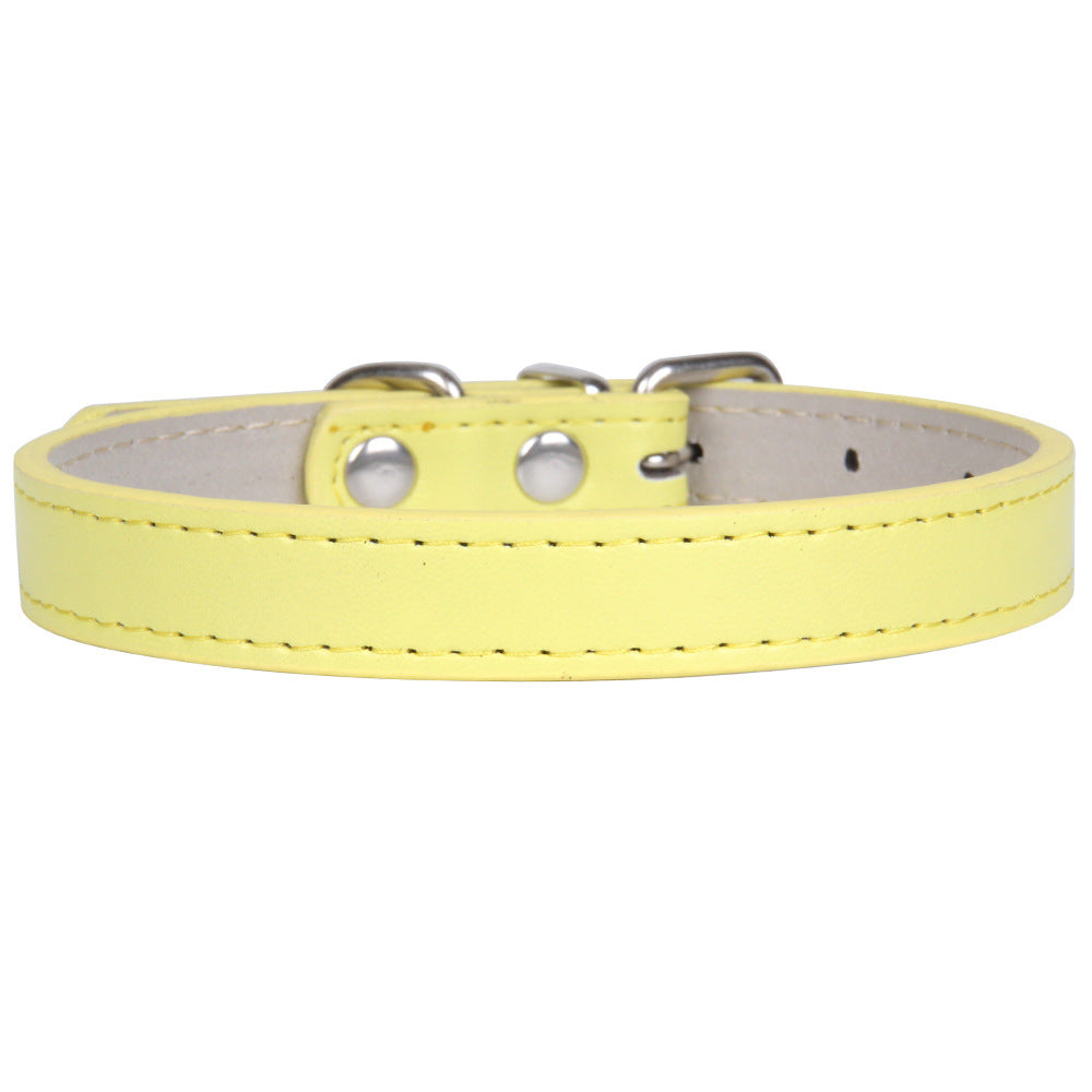 Collier en cuir couleur uni pour chien