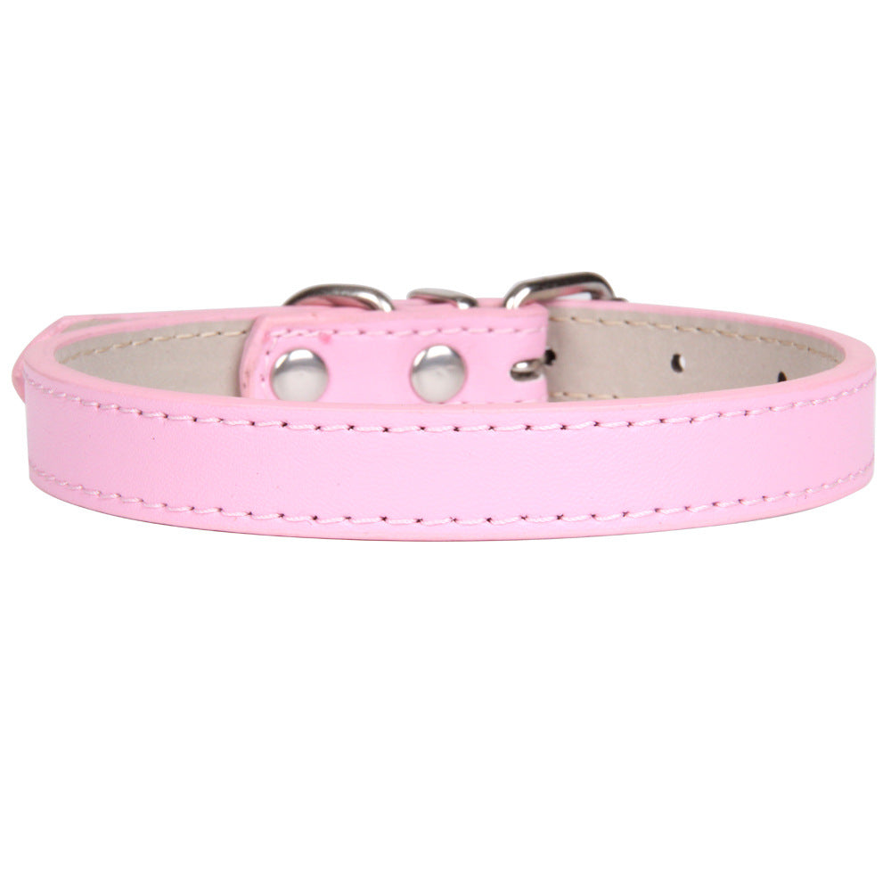 Collier en cuir couleur uni pour chien