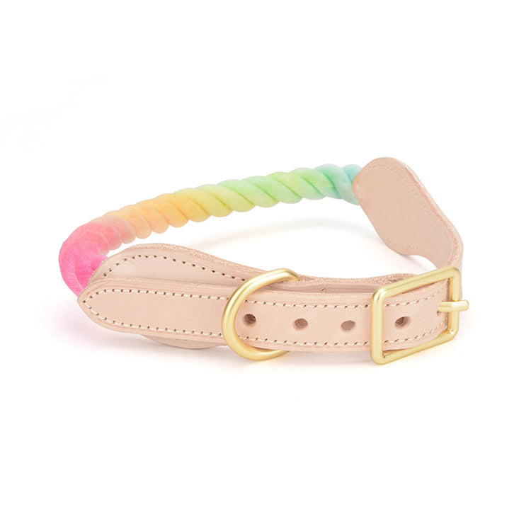 collier pour chien cuir et corde coton