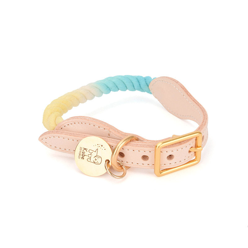 collier pour chien cuir et corde coton