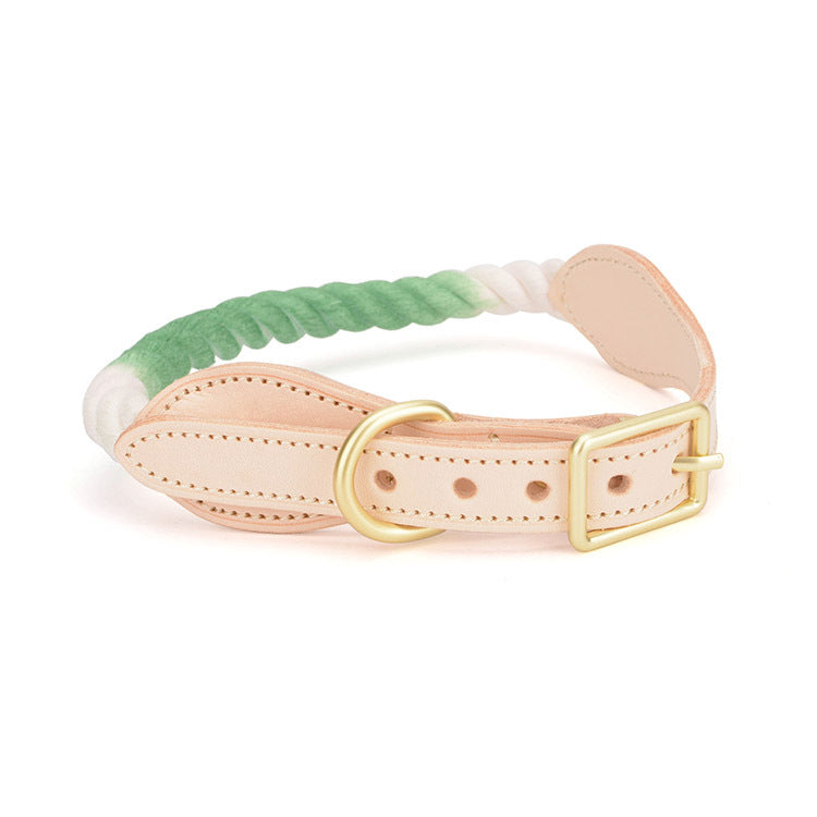 collier pour chien cuir et corde coton