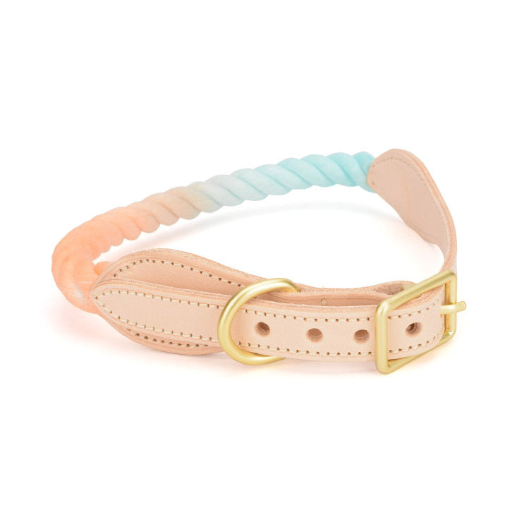 collier pour chien cuir et corde coton