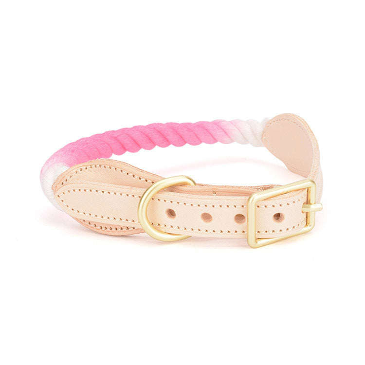 collier pour chien cuir et corde coton